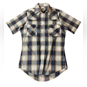 Ely Cattleman Men’s Short Sleeve Western Pearl Snap Plaid Shirt - Size Small